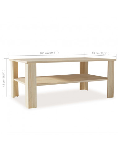 Tavolino da Salotto in Legno Multistrato 100x59x42 cm Rovere