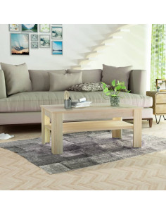 Tavolino da Salotto in Legno Multistrato 110x65x48 cm Rovere