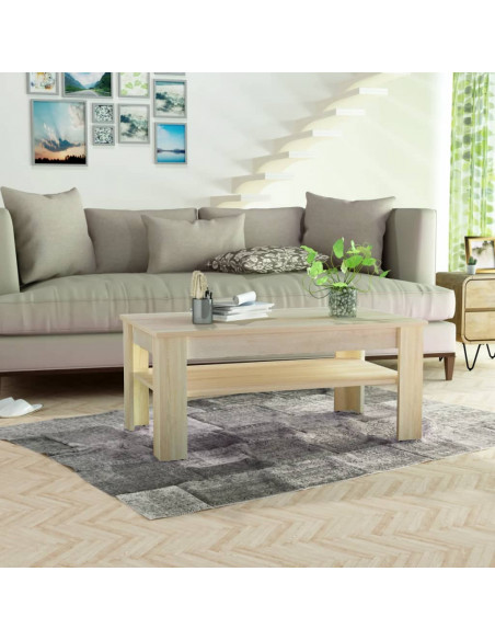 Tavolino da Salotto in Legno Multistrato 110x65x48 cm Rovere
