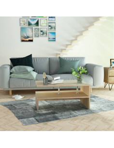 Tavolino da Salotto in Legno Multistrato 90x59x42 cm Rovere