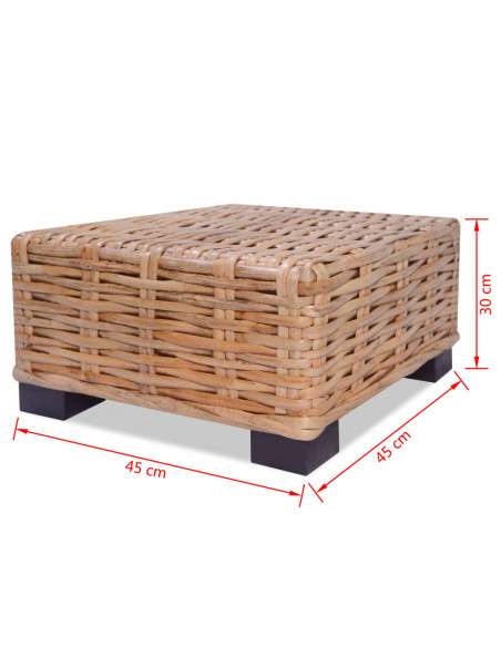 Tavolino da Salotto in Rattan Naturale 45x45x30 cm