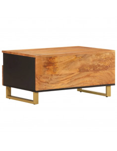 Tavolino da Salotto Marrone e Nero 80x54x40 cm Legno di Mango
