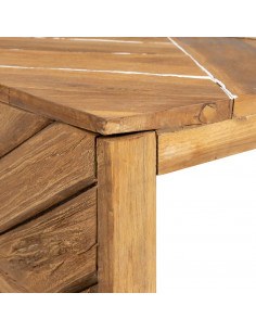 Tavolino da Salotto Massello di Teak Stile Erosione 110x35x38cm