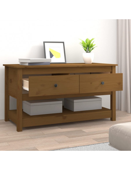 Tavolino da Salotto Miele 102x49x55cm in Legno Massello di Pino