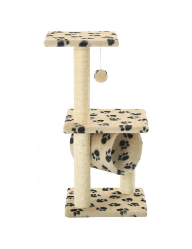 Albero per Gatti e Tiragraffi Sisal 65 cm Zampe Stampate Beige