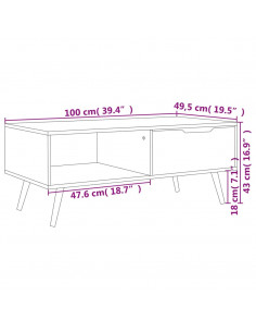 Tavolino da Salotto Nero 100x49,5x43 cm in Legno Multistrato