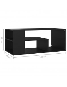 Tavolino da Salotto Nero 100x50x40 cm in Legno Multistrato