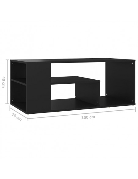 Tavolino da Salotto Nero 100x50x40 cm in Legno Multistrato
