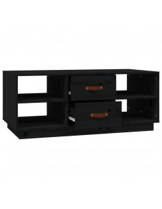 Tavolino da Salotto Nero 100x50x41 cm in Legno Massello di Pino