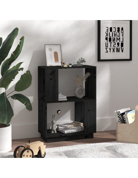 Libreria/Divisorio Nero 51x25x70 cm in Legno Massello di Pino