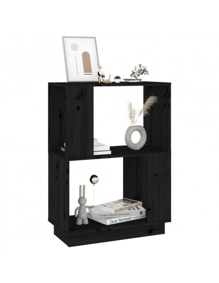 Libreria/Divisorio Nero 51x25x70 cm in Legno Massello di Pino