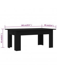 Tavolino da Salotto Nero 100x60x42 cm in Legno Multistrato