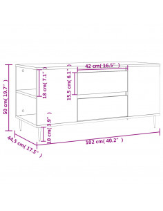 Tavolino da Salotto Nero 102x44,5x50 cm in Legno Multistrato