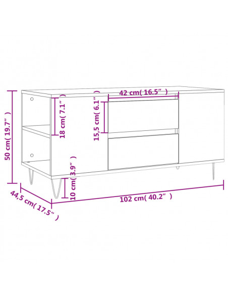 Tavolino da Salotto Nero 102x44,5x50 cm in Legno Multistrato