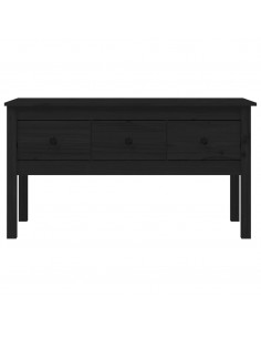 Tavolino da Salotto Nero 102x49x55 cm in Legno Massello di Pino