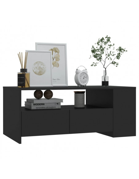 Tavolino da Salotto Nero 102x55x42 cm in Legno Compensato