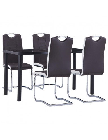 Set Sala da Pranzo 5 pz in Similpelle Marrone