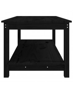 Tavolino da Salotto Nero 110x55x45 cm Legno Massello di Pino