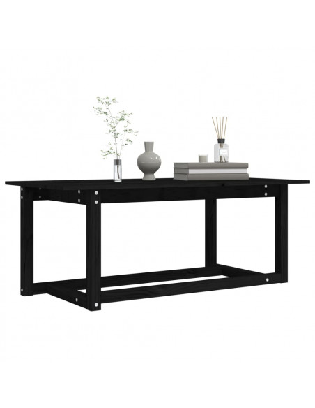 Tavolino da Salotto Nero 110x55x45 cm Legno Massello di Pino