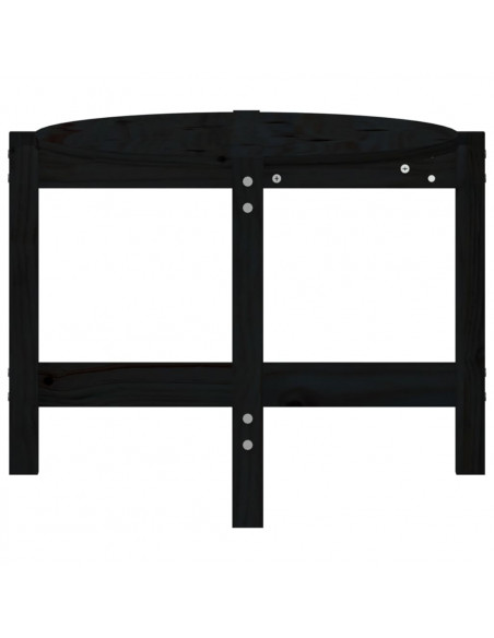 Tavolino da Salotto Nero 118x63x45 cm in Legno Massello di Pino