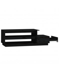 Tavolino da Salotto Nero 120x50x40,5 cm Legno Massello di Pino