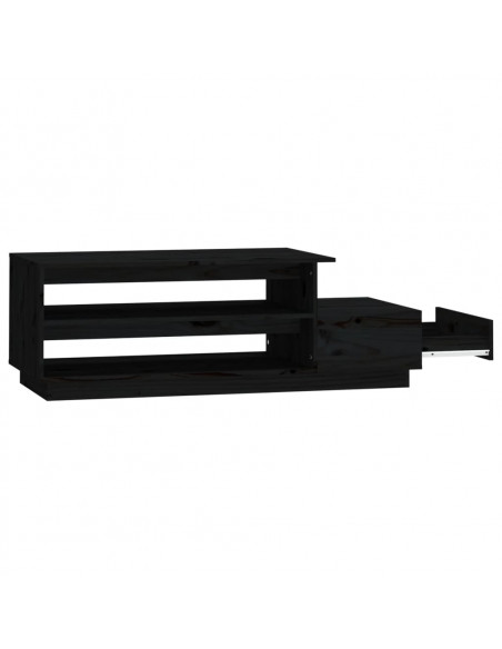 Tavolino da Salotto Nero 120x50x40,5 cm Legno Massello di Pino