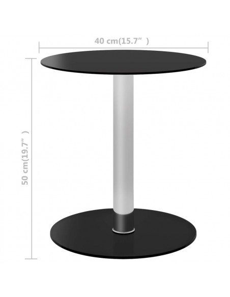 Tavolino da Salotto Nero 40 cm in Vetro Temperato