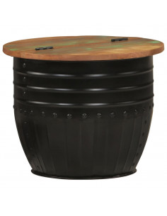 Tavolino da Salotto Nero 50x39,5 cm Legno Massello di Recupero