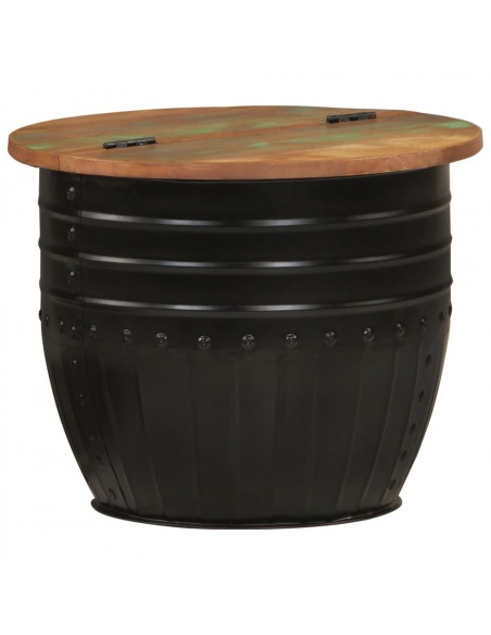 Tavolino da Salotto Nero 50x39,5 cm Legno Massello di Recupero