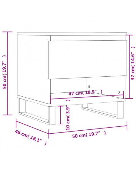 Tavolino da Salotto Nero 50x46x50 cm in Legno Multistrato