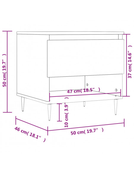 Tavolino da Salotto Nero 50x46x50 cm in Legno Multistrato
