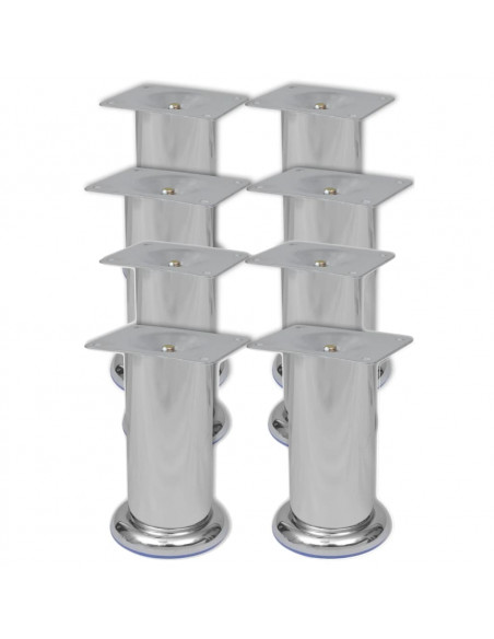 Piedini Rotondi per Divani 8 pz Cromati 120 mm