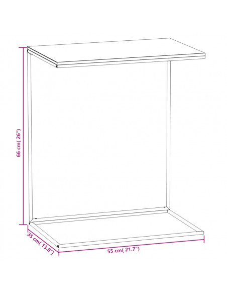 Tavolino da Salotto Nero 55x35x66 cm in Legno Multistrato