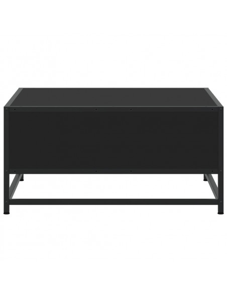 Tavolino da Salotto Nero 60,5x60,5x30cm Truciolato e Metallo