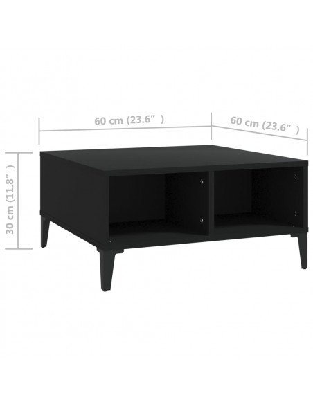 Tavolino da Salotto Nero 60x60x30 cm in Legno Multistrato