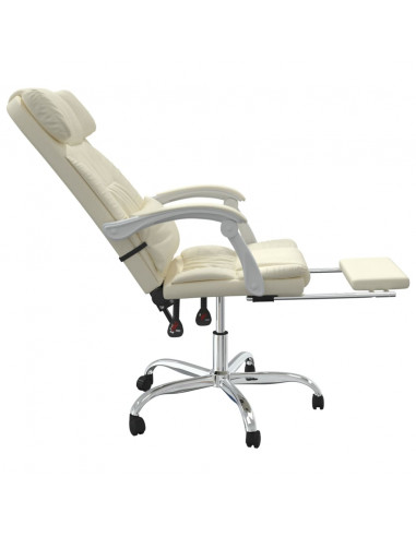 Poltrona da Ufficio Massaggiante Reclinabile Crema Similpelle