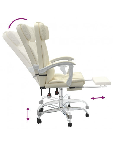 Poltrona da Ufficio Massaggiante Reclinabile Crema Similpelle