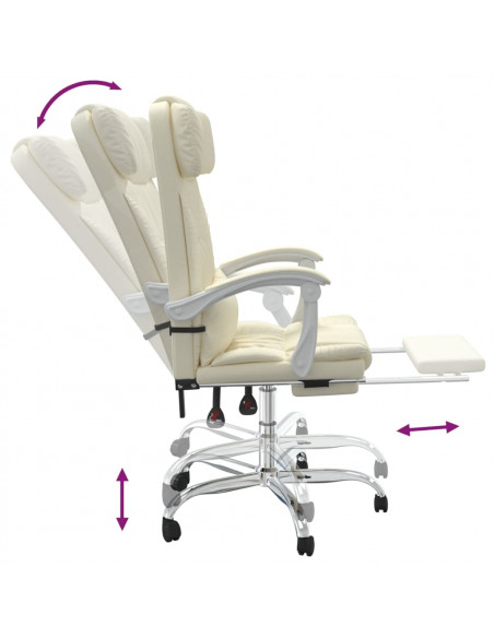 Poltrona da Ufficio Massaggiante Reclinabile Crema Similpelle