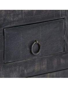 Tavolino da Salotto Nero 65x65x30 cm in Legno Massello di Mango