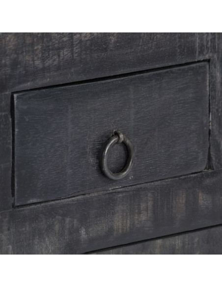 Tavolino da Salotto Nero 65x65x30 cm in Legno Massello di Mango