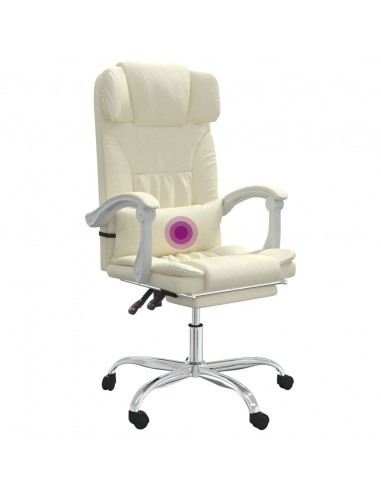 Poltrona da Ufficio Massaggiante Reclinabile Crema Similpelle