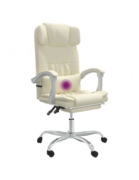 Poltrona da Ufficio Massaggiante Reclinabile Crema Similpelle