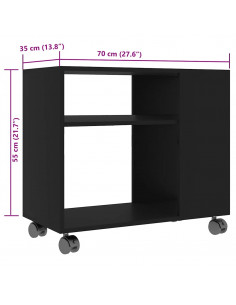 Tavolino da Salotto Nero 70x35x55 cm in Legno Multistrato