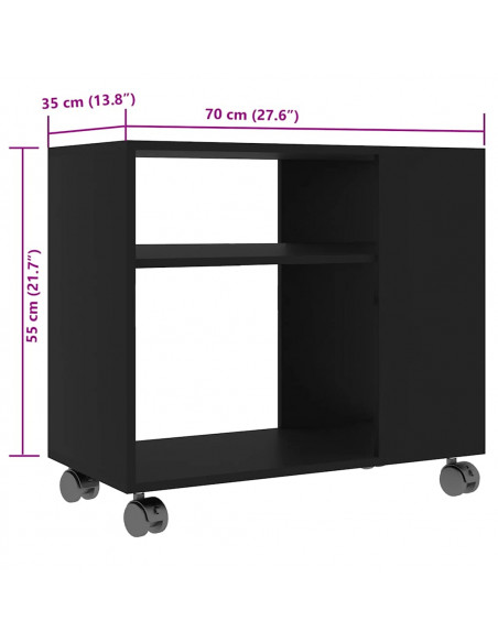 Tavolino da Salotto Nero 70x35x55 cm in Legno Multistrato