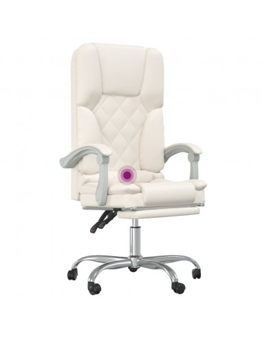 Poltrona da Ufficio Massaggiante Reclinabile Crema Similpelle