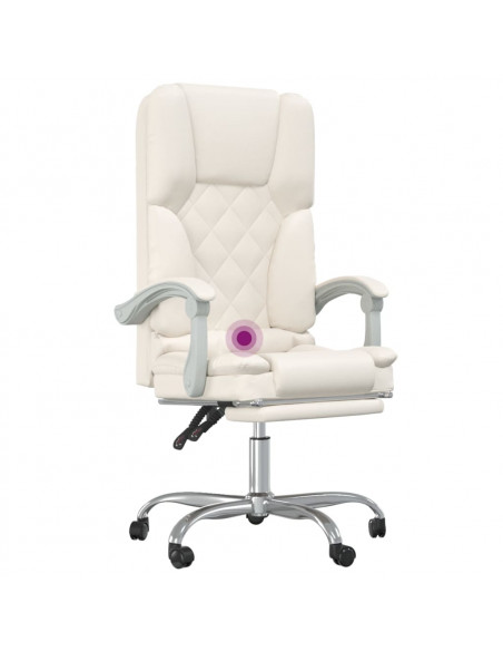 Poltrona da Ufficio Massaggiante Reclinabile Crema Similpelle