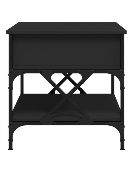 Tavolino da Salotto Nero 70x50x50cm Legno Multistrato Metallo