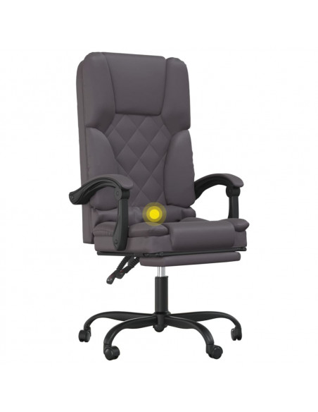 Poltrona da Ufficio Massaggiante Reclinabile Grigio Similpelle