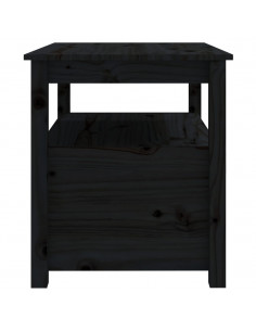 Tavolino da Salotto Nero 71x49x55 cm in Legno Massello di Pino