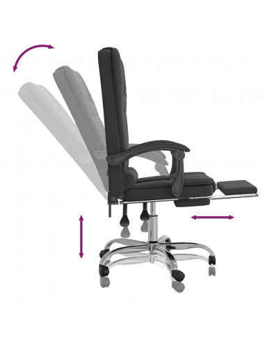 Poltrona da Ufficio Massaggiante Reclinabile Nera in Velluto